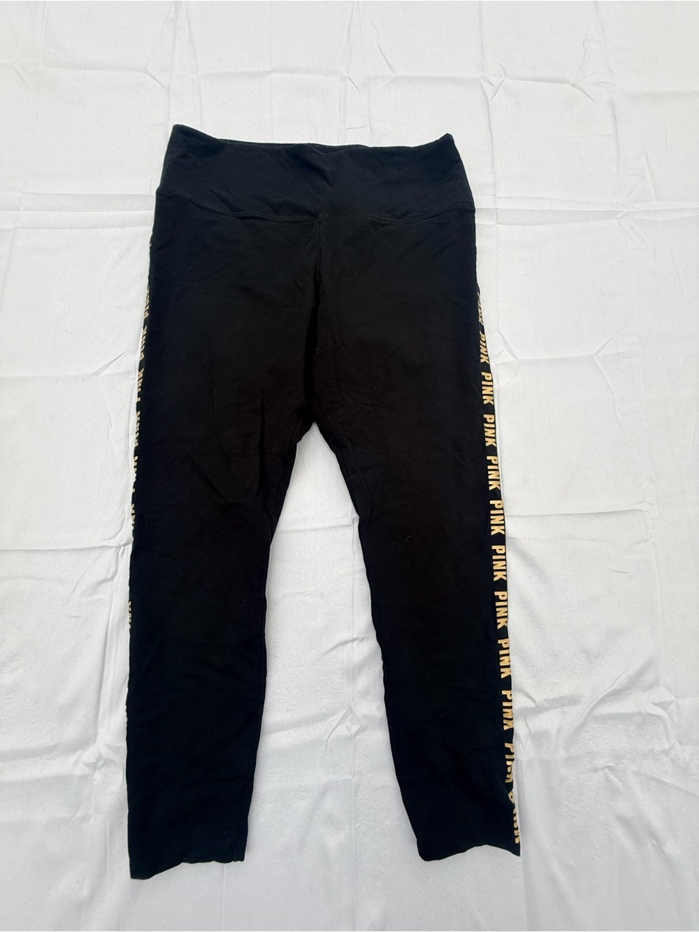 #77 PINK Victoria's Secret Girls' Black Logo-Stripe Leggings-size(xxl)